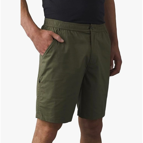 Prana Double Peak E-Waist 8" Short Men's XL Cargo Green Standard Fit Drawstring - Picture 1 of 9